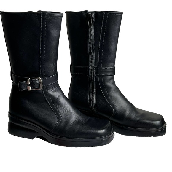 NWOT LL Bean Short Black Leather Boots Womens Size 5.5 Med - Picture 2 of 9